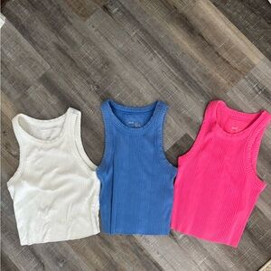 Aerie Ribbed Tank Tops - set of 3